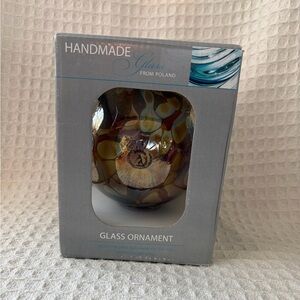 Zorza Handmade Glass Christmas Ornament From Poland Brown,Gold, Burgundy & Pink
